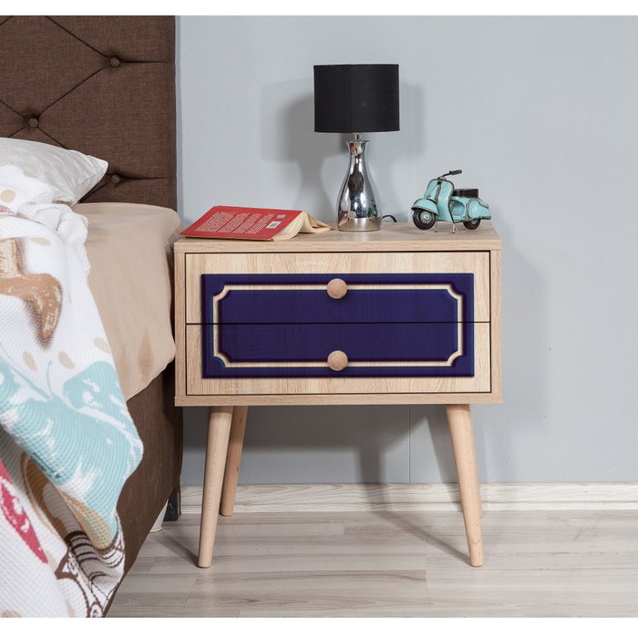 Hanah Home Two - 620 Mesita de Noche Roble Sonoma con 2 Cajones